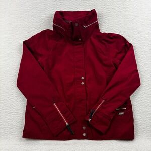 Abercrombie & Fitch Windbreaker Jacket Womens Large‎ Red Hooded Water Resistant